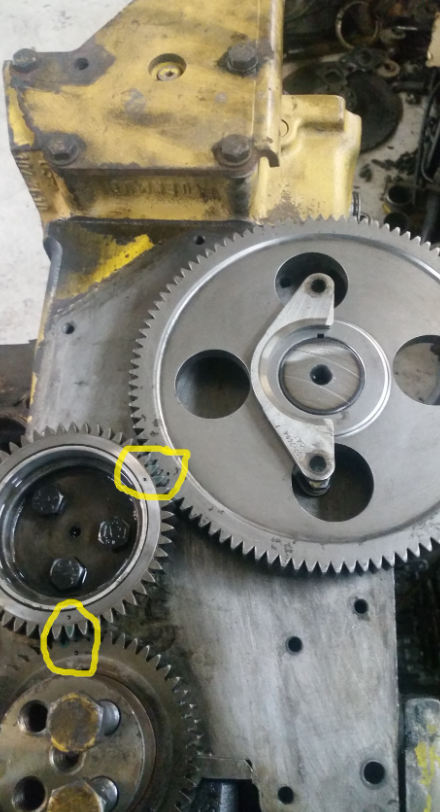 Caterpillar 3116 сборка двигателя-совмещаем метки