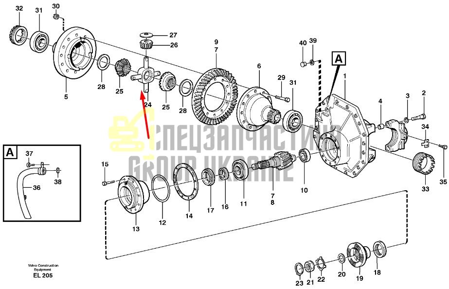 11102257 Крестовина, шарнирный карданн Volvo L150, L180