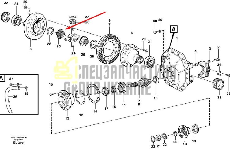 11103175 Шестерня дифференциала Volvo L150, L180
