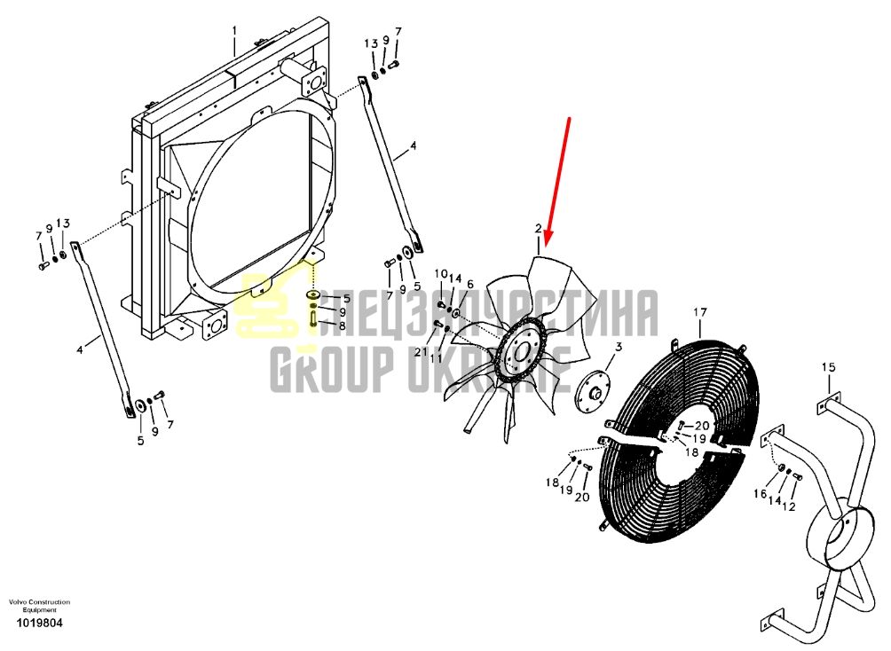 Купить Volvo 11110731 Крыльчатка для двигателя D12 экскаватора EC360