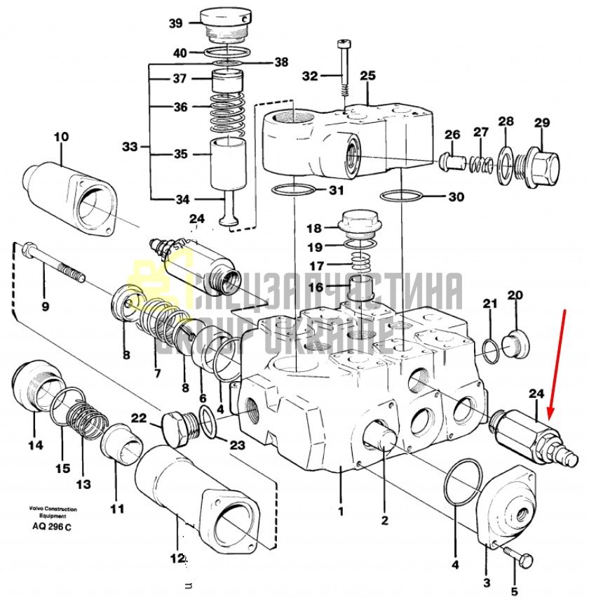 Volvo 11702548 Клапан ограничения давления L120, L150, L180
