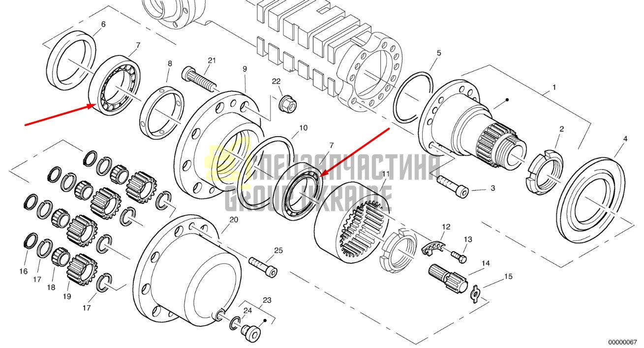 11705030 (0735455171) Роликовый подшипник ZF, Volvo EW140