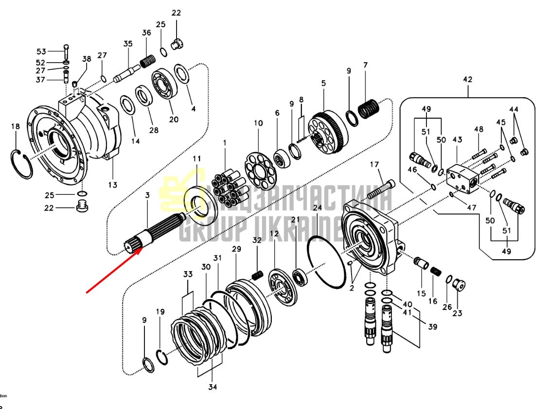 14500066 Ведущий вал гидромотора VOLVO EC240B