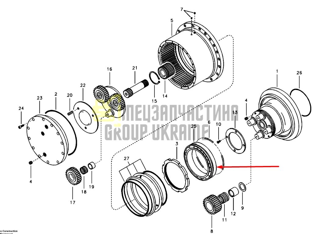 Радиальный подшипник бортового редуктора 14505058 для VOLVO EC55B