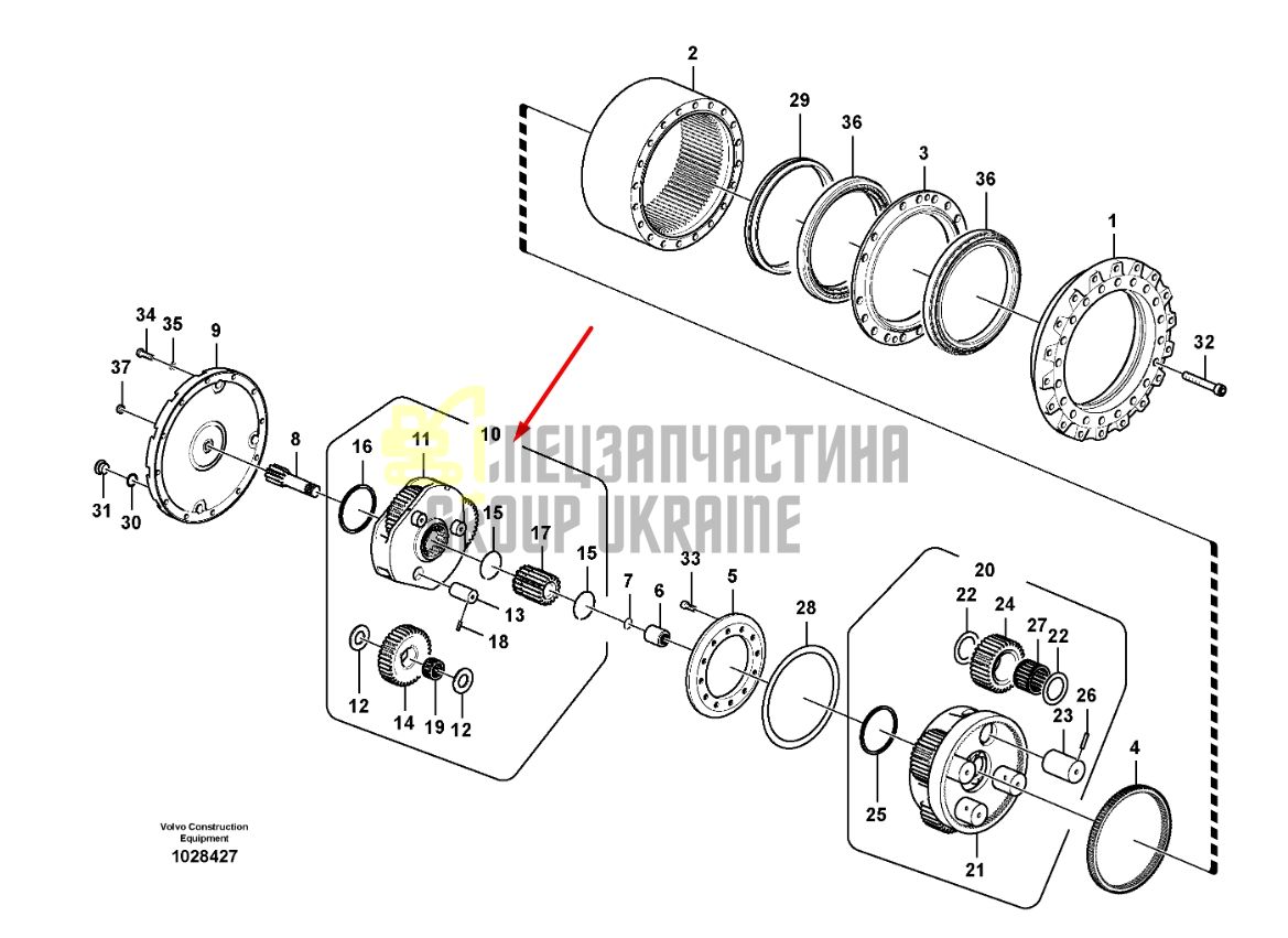 14505737 Первая планетарная передача (водило в сборе) Volvo EC210
