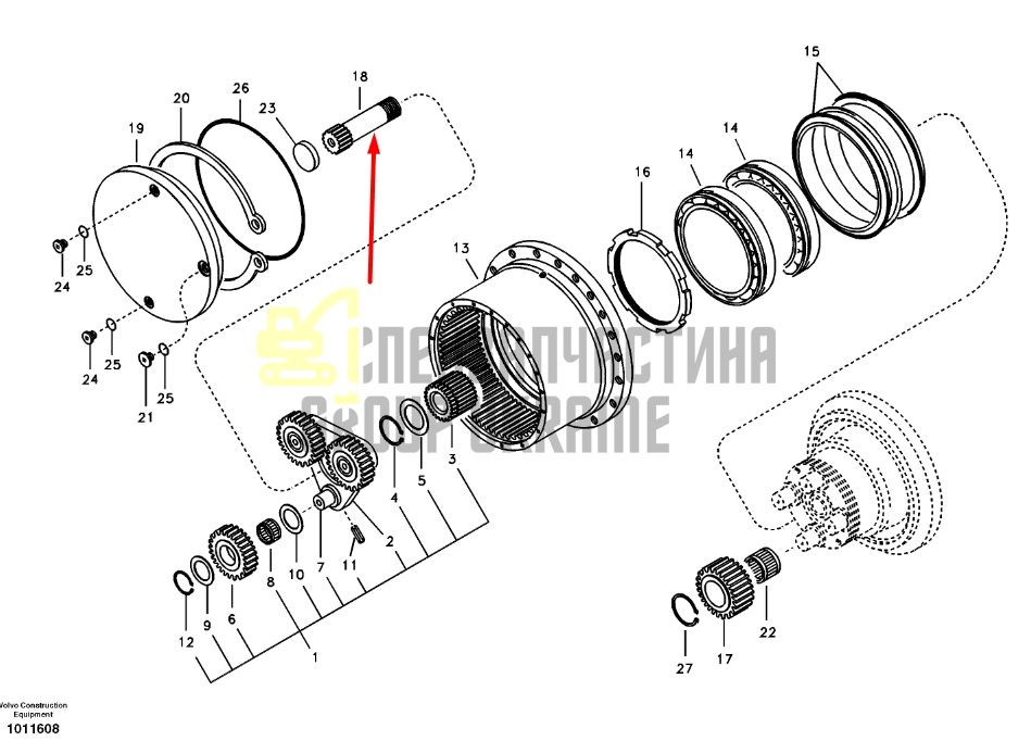 14516550 Вал главной передачи VOLVO ECR58
