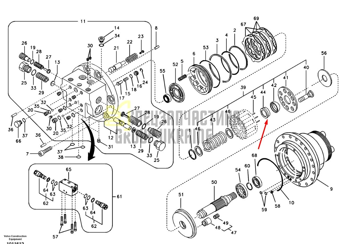 14526586 Подшипник роликовый для двигателя хода VOLVO ECR88