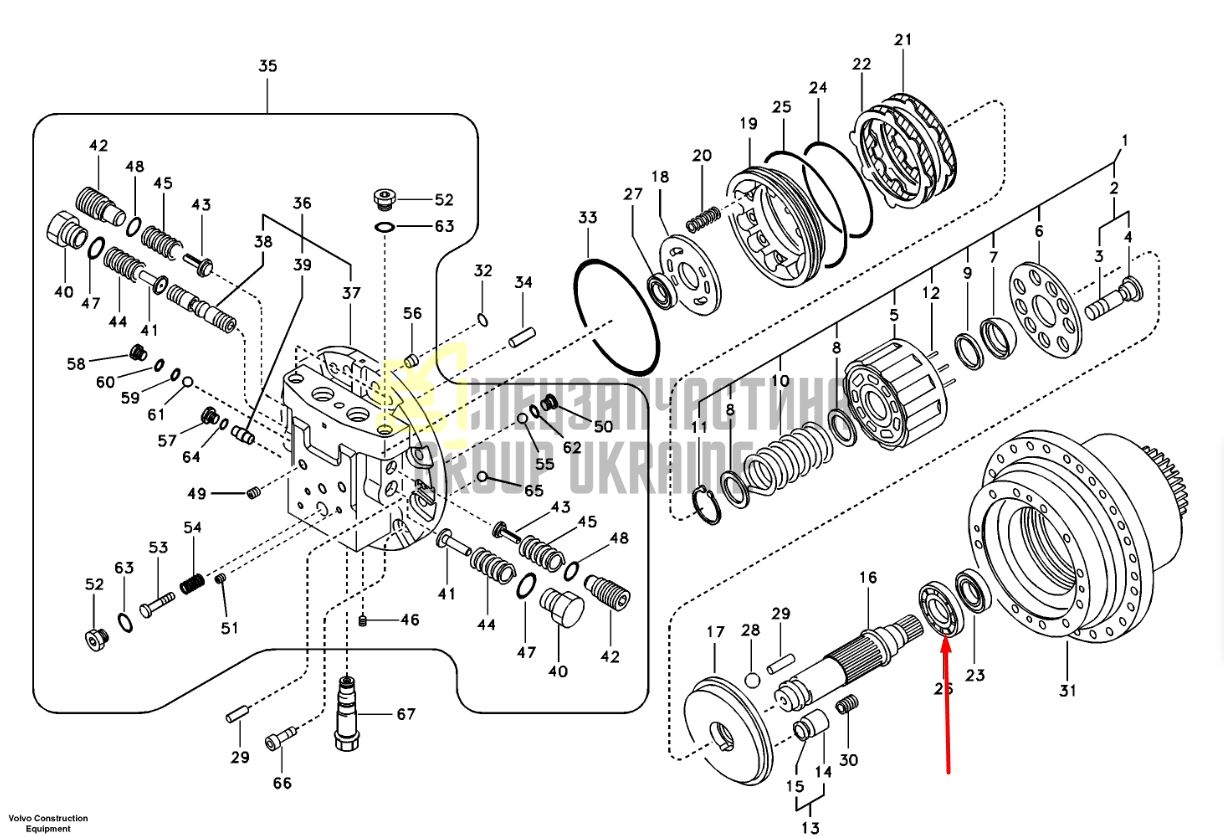 14551534 Подшипник вала ходового двигателя VOLVO EC220D