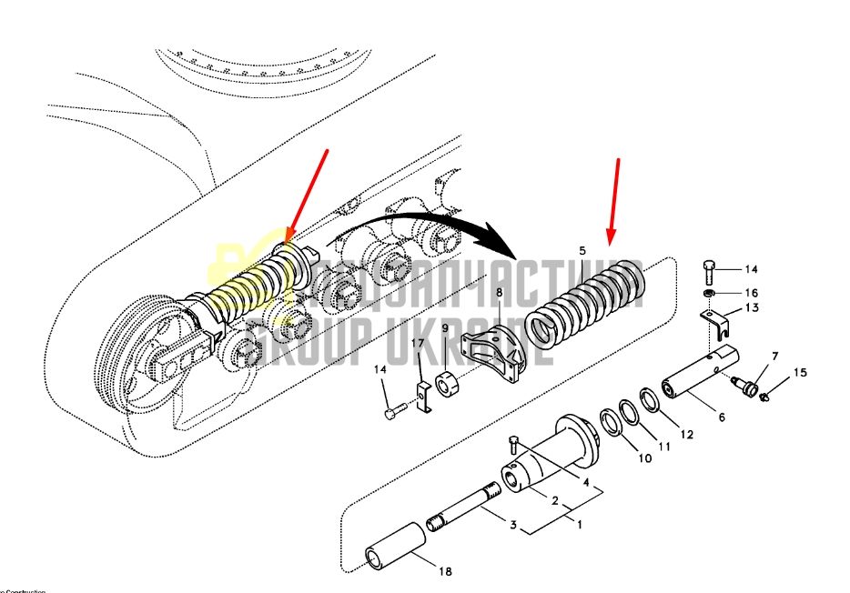 Volvo 14562927 Натяжитель гусеницы для EC330