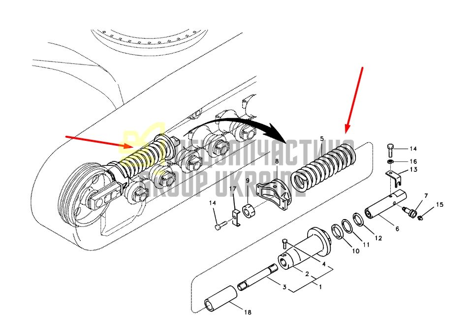 Volvo 14562924 Натяжитель гусеницы для EC210B