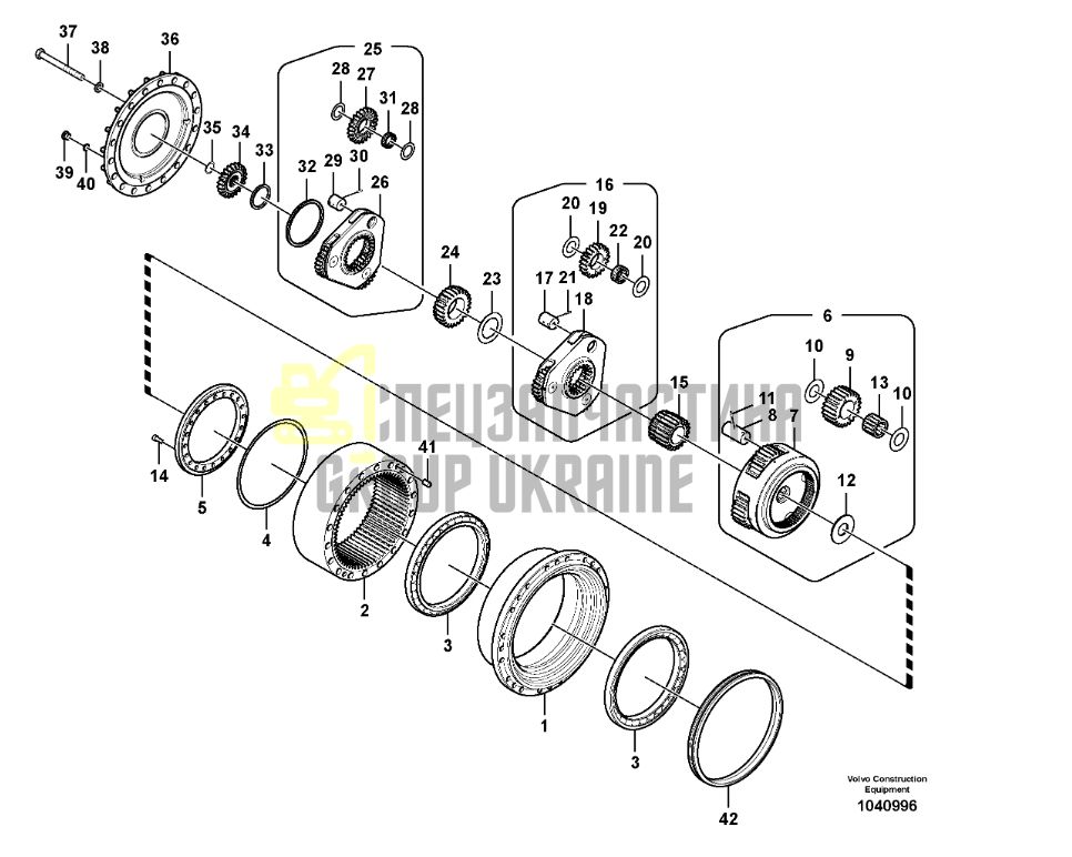 14566401 Бортовой редуктор в сборе Volvo EC290C, EC330C, EC360C, EC360B, EC350D