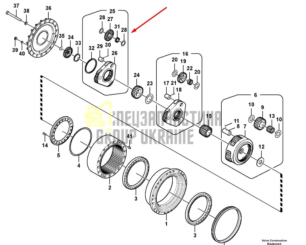 14566425 Первая планетарная передача VOLVO EC360B LC