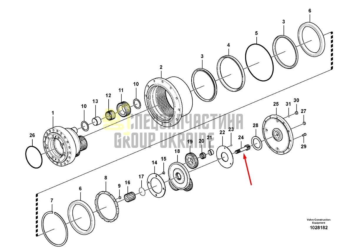 14573780 Вал главной передачи VOLVO EC140B
