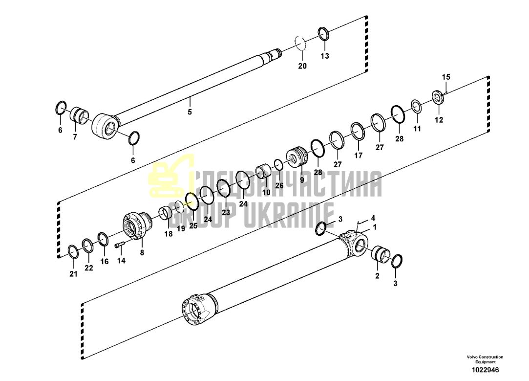 Volvo 14589129 Ремкомплект уплотнений цилиндра стрелы для EC210B, EC210BLC