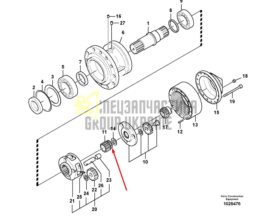 14596620 Солнечная шестерня VOLVO EC330, EC350, EC360, EC700