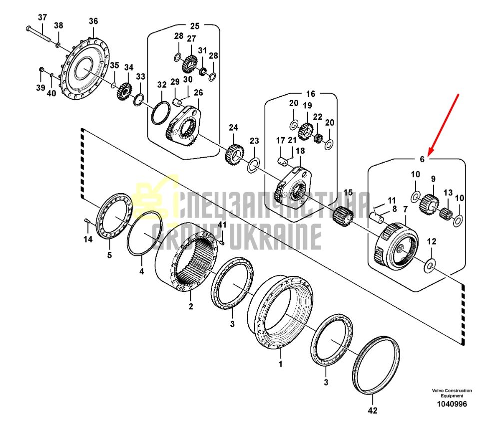 14599933 Третья планетарная передача редуктора VOLVO EC300