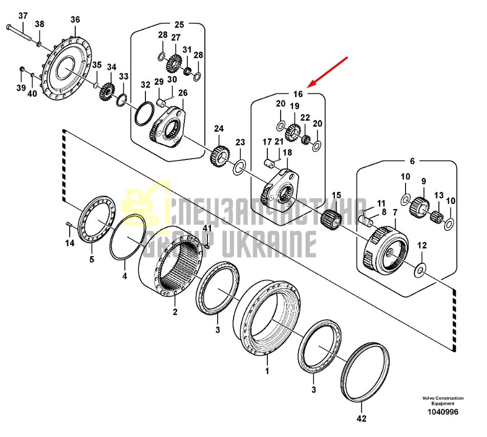 14599939 Вторая планетарная передача редуктора VOLVO EC300
