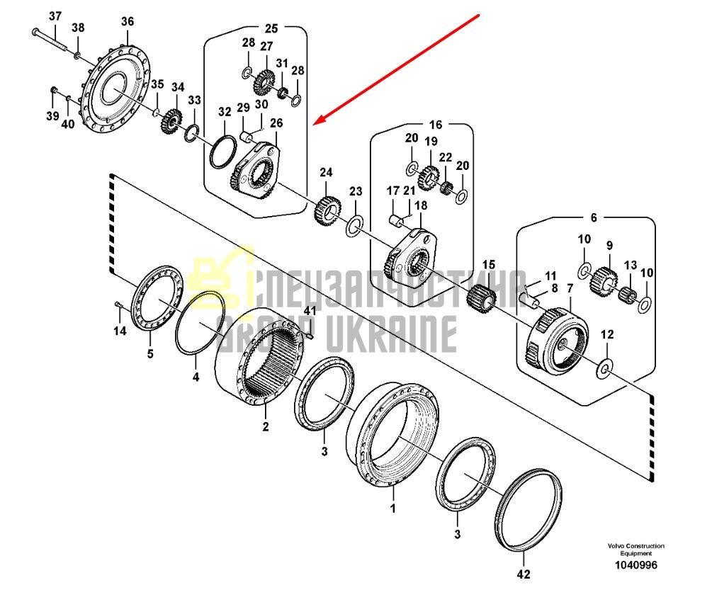 14599946 Первая планетарная передача (водило в сборе) Volvo EC300DL