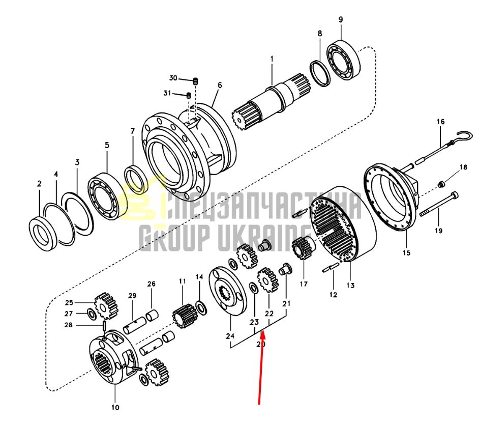 14613361 1-ая планетарная передача в сборе с шестернями VOLVO EC360
