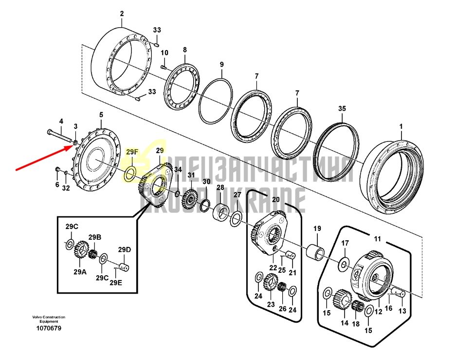 14704141 Подшипник шариковый редуктора VOLVO ECR355E
