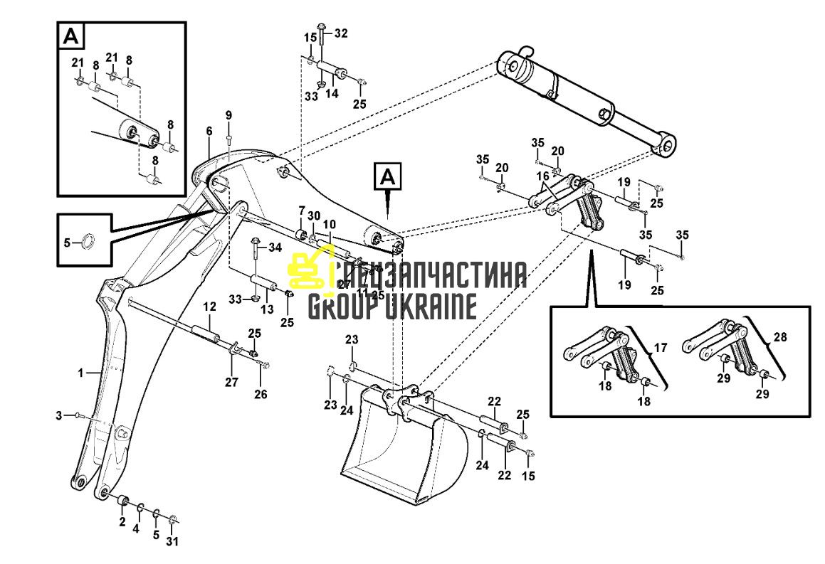 15631339 (11887958) Палец крепление гц рукояти и гц стрелы Volvo BL61, BL71