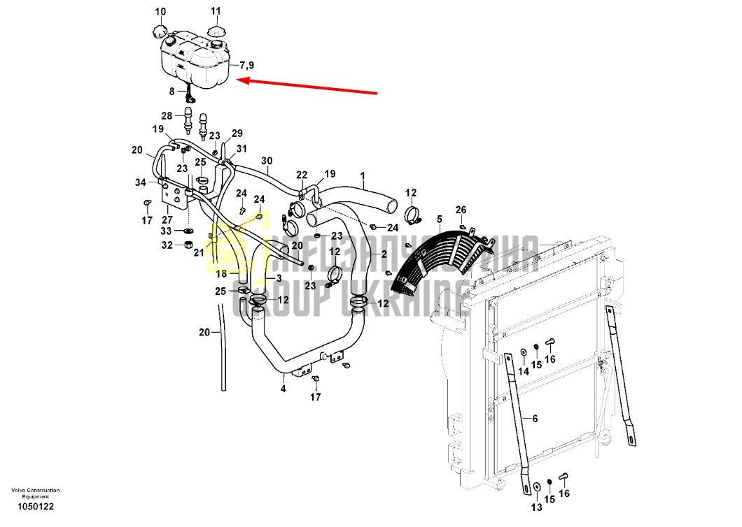 Купить Volvo 17411510 Расширительный бак для EC160, EC180