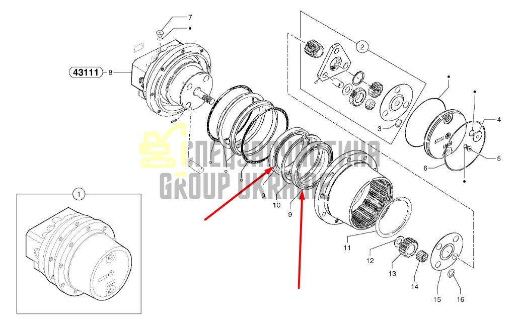 Подшипник редуктора хода PJ7415936 VOLVO EC15B