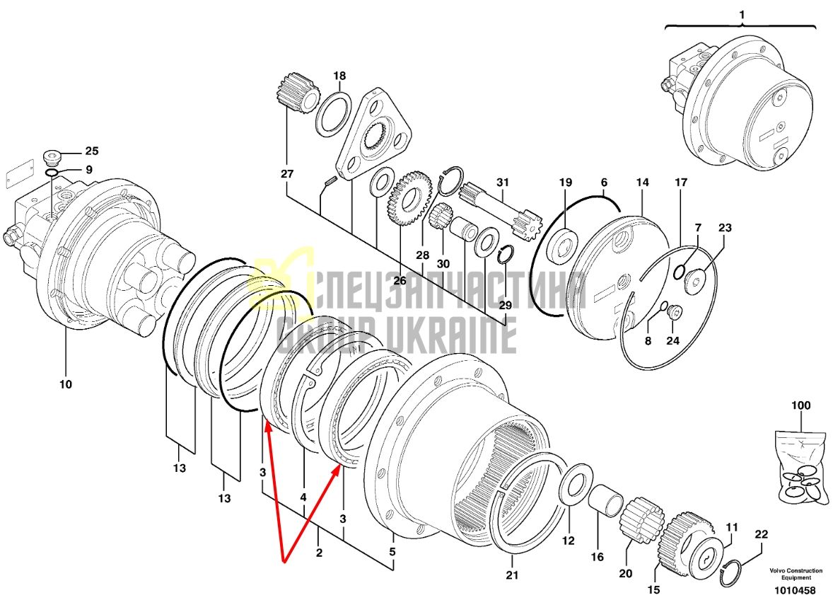 PJ7417224 Подшипник редуктора VOLVO ECR28
