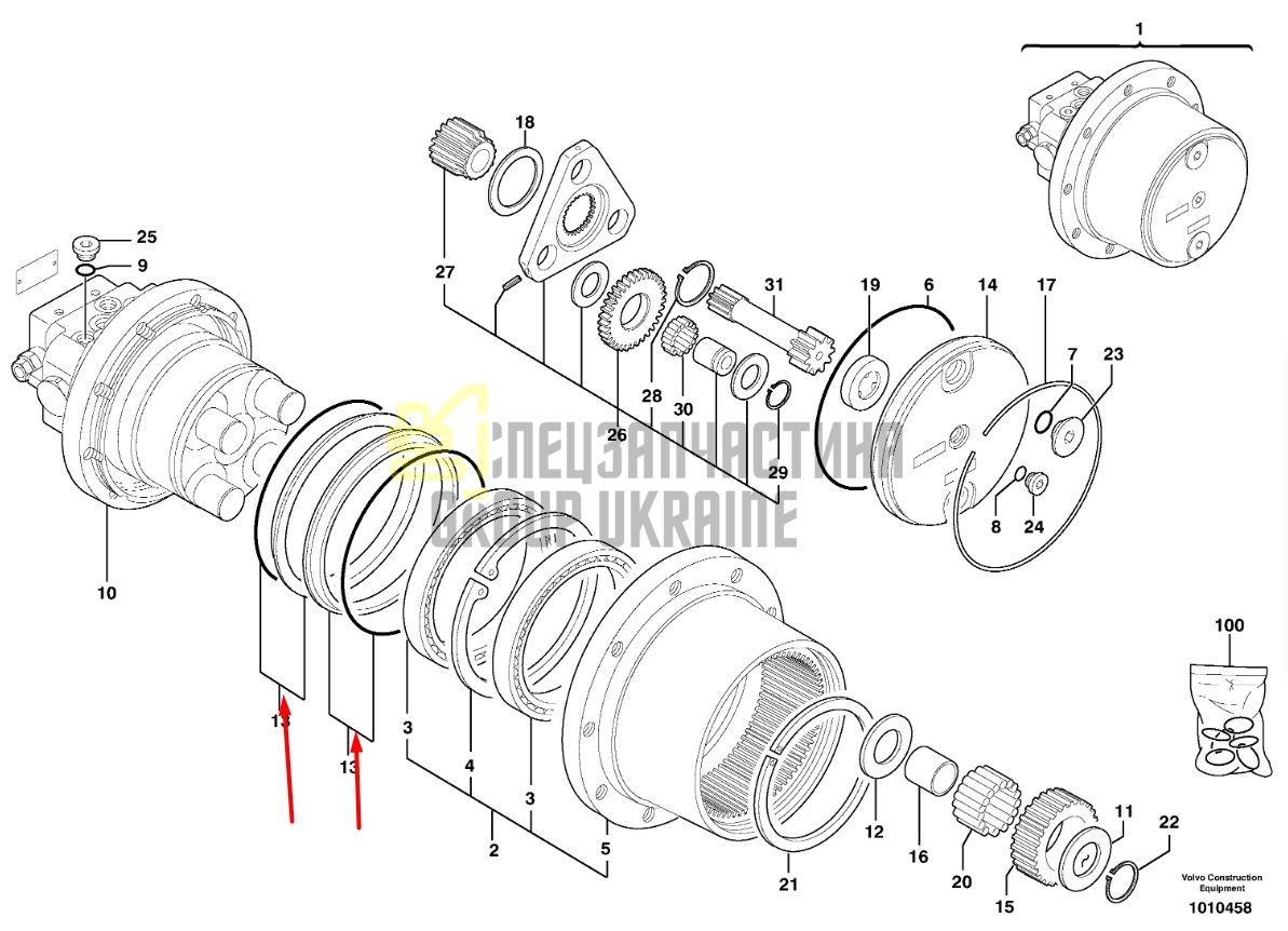 PJ7417225 Сальник, даукон, уплотнение бортового редуктора VOLVO EC30