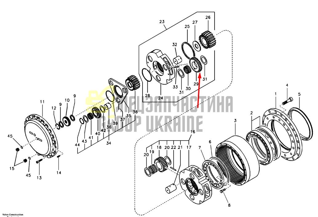 SA1036-00160 Шестерня сателлит второй ступени редуктора VOLVO EC360