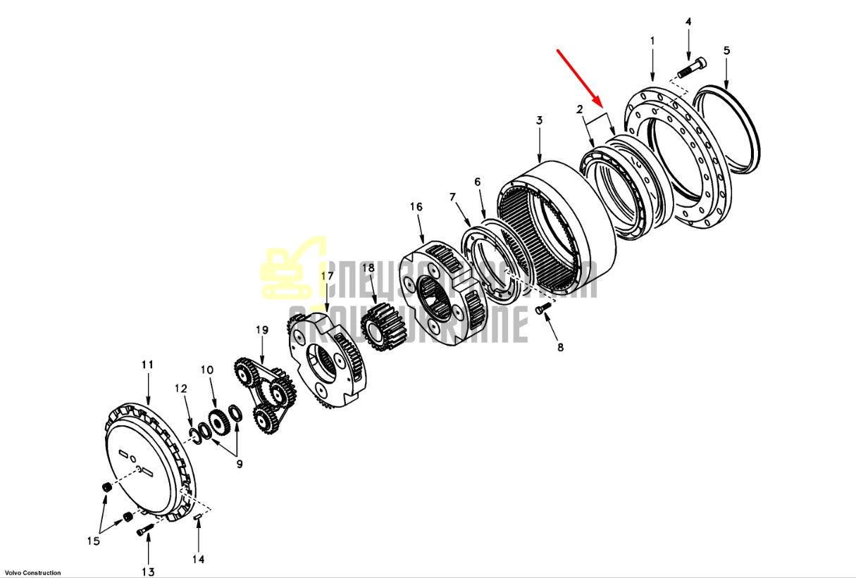SA1036-00320 Подшипник редуктора хода Volvo EC290, EC360
