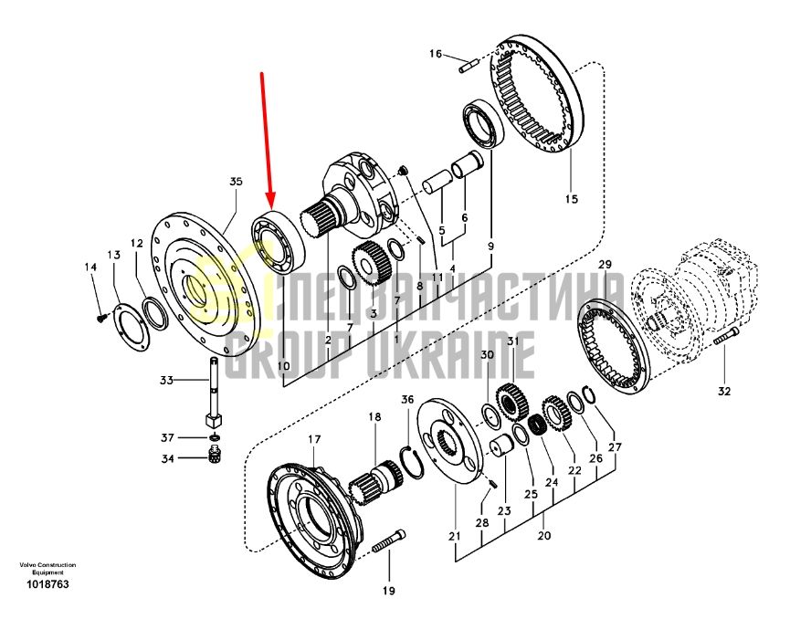 SA1036-00710 Подшипник в редуктор поворота Volvo EC 240, 290, 330, 340, 350, 360, 380, 700