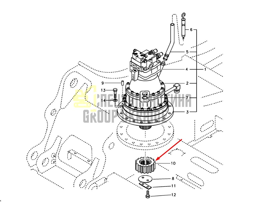 SA1155-00050 Шестерня пиньон поворотного редуктора VOLVO EC240B