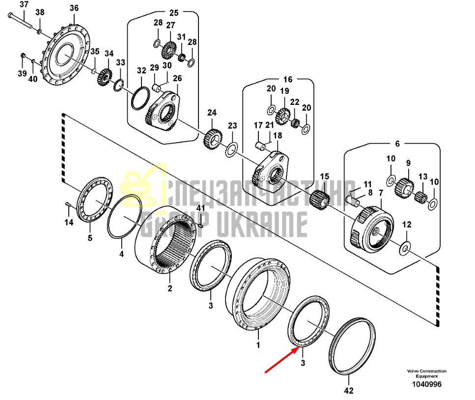 SA14599923 Подшипник редуктора хода Volvo EC300D, EC300E