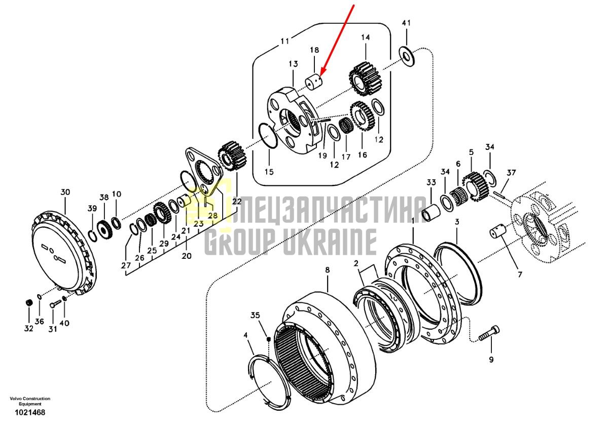 SA7117-38380 Палец редуктора хода екскаватора Volvo EC