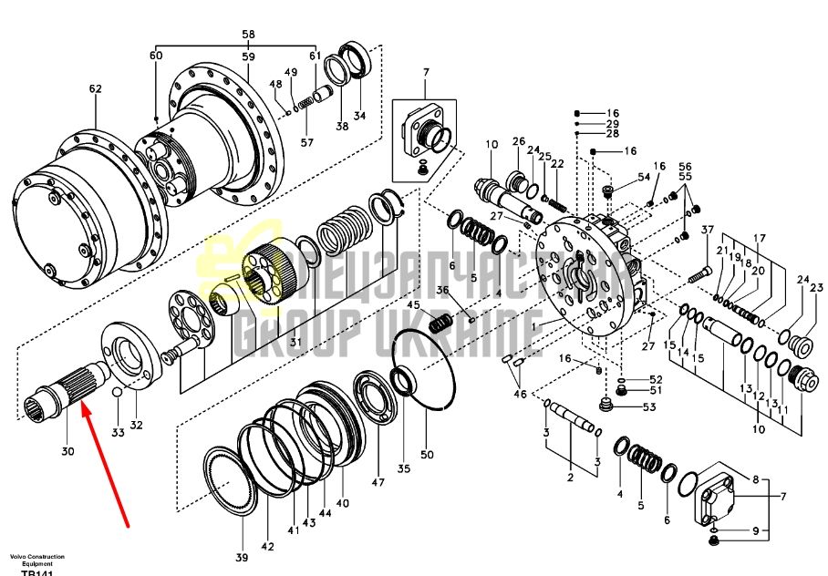 Вал в редуктор хода SA8230-32360 экскаватор Volvo EC135, EC140