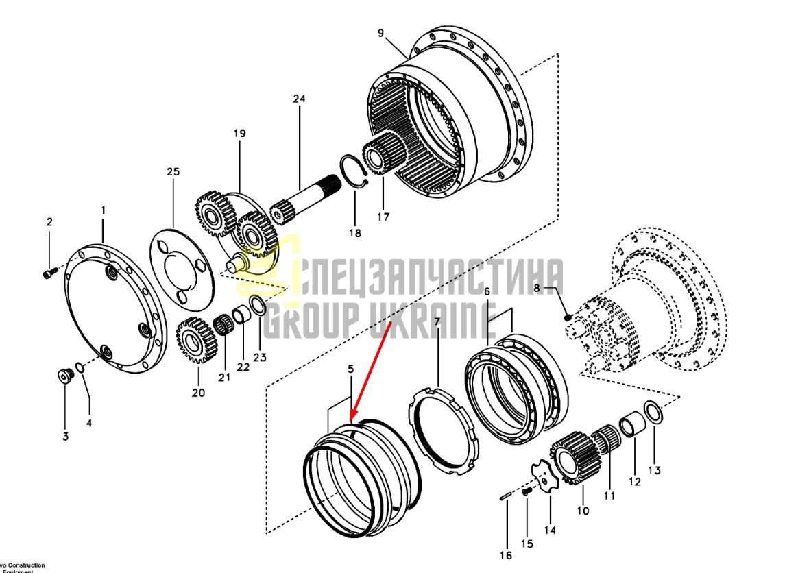 Сальник бортового редуктора 8230-32620 Volvo EC140 даукон, уплотнение