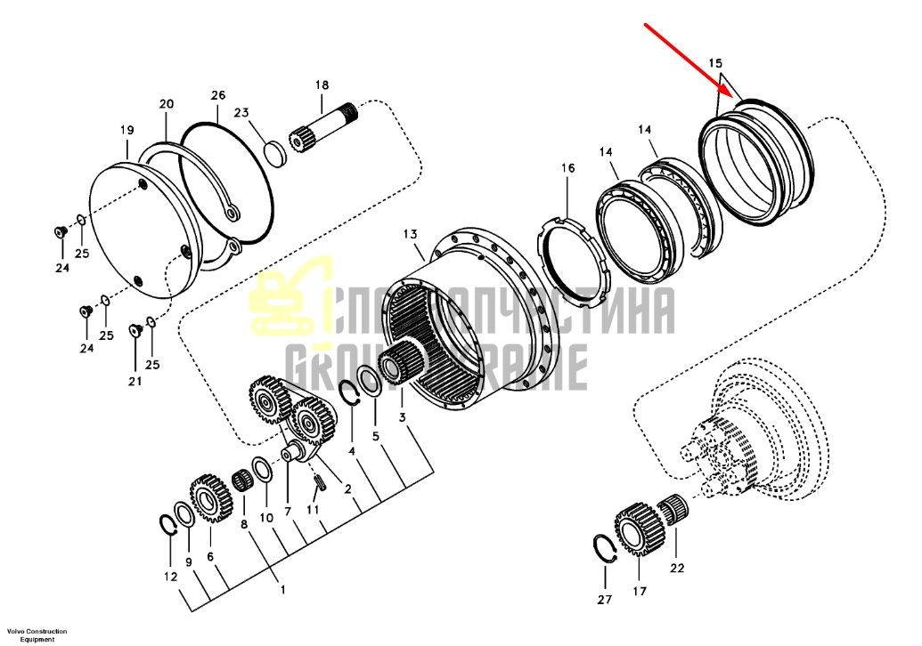 14516543 Сальник, даукон, уплотнение бортового редуктора VOLVO EC80D
