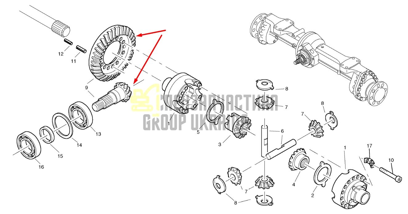 Главная пара (корончатое колесо и шестерня) ZM2906811 для Volvo L30, L35