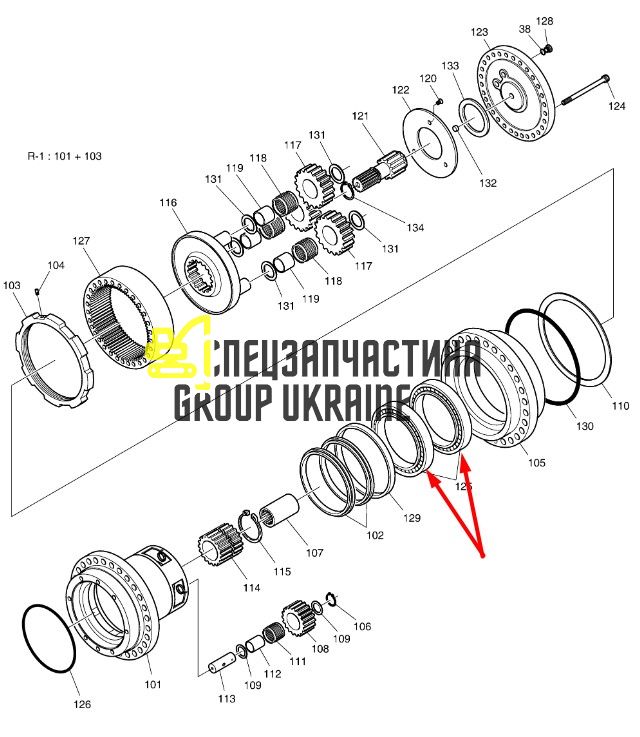 1.109-00033 Подшипник редуктора хода Doosan DX160LC-3