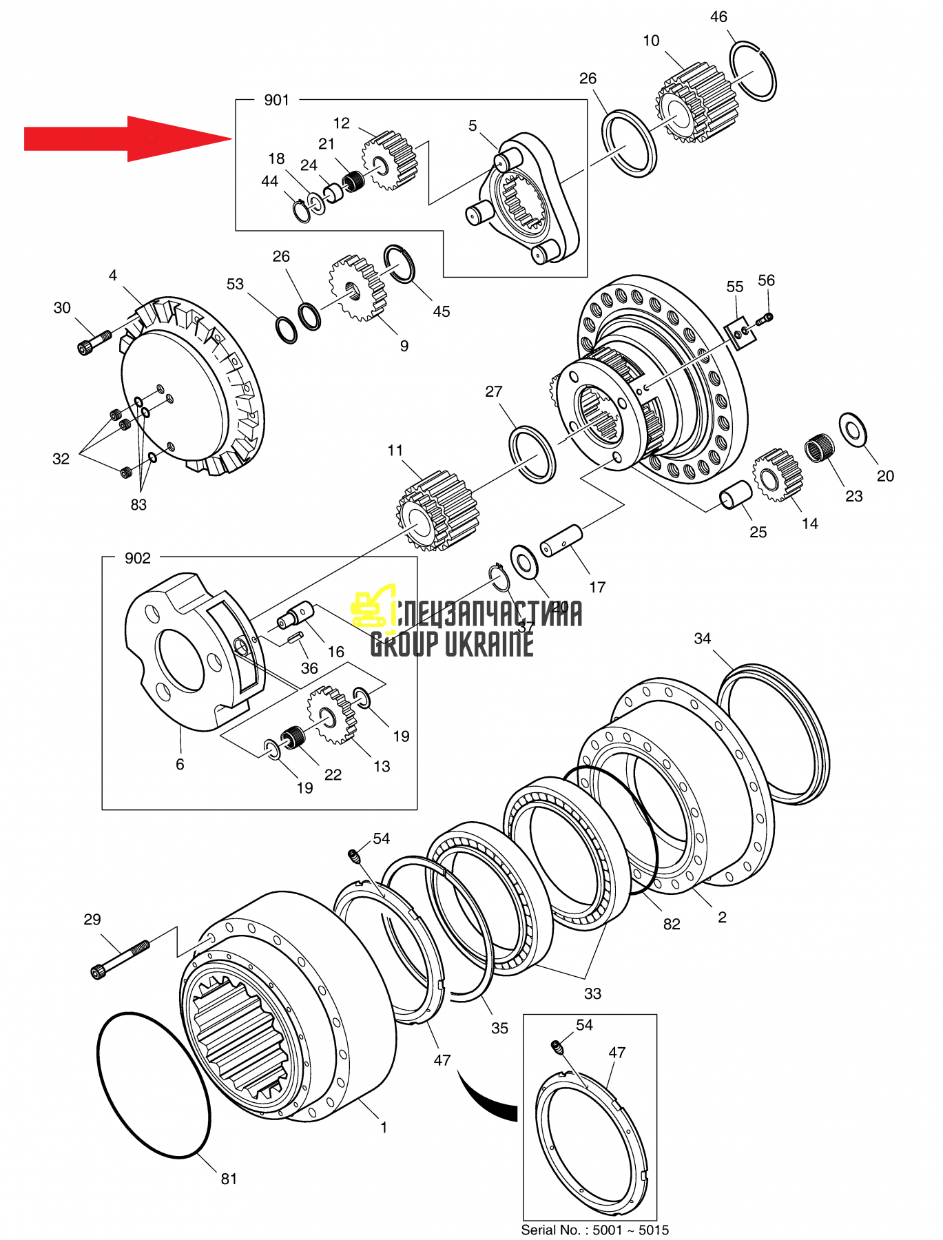 1.230-00012 Первая планетарная передача Doosan SOLAR 300LC-7A