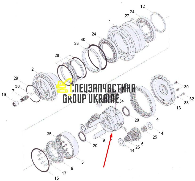 1.230-00053 Водило (Планетарная передача) в сборе Doosan SOLAR 225LC-V