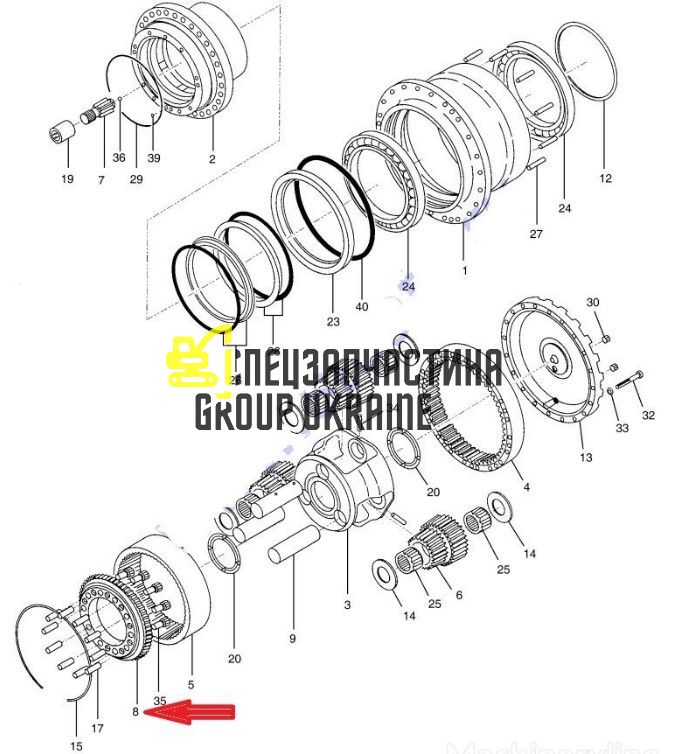 1.404-00002 Шестерня редуктора Doosan DX225LL