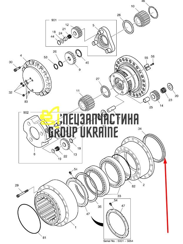 180-00345 Плавающее уплотнение редуктора хода Doosan SOLAR 340LC-7