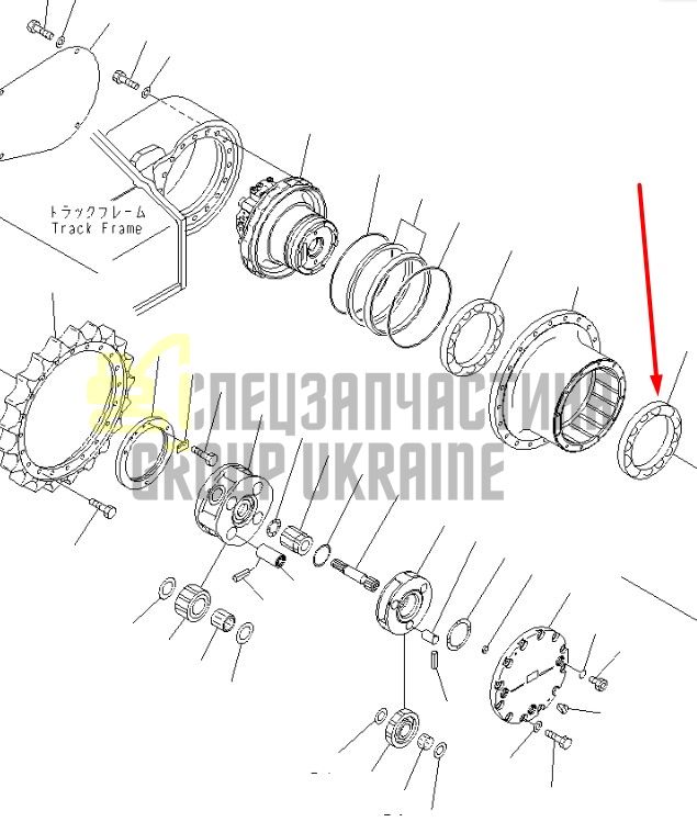 20Y-27-31130 Подшипник редуктора хода Komatsu PC160, PC180, PC200