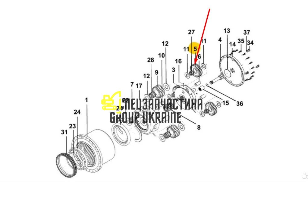 550/43630 Шестерня в первую передачу JCB 205