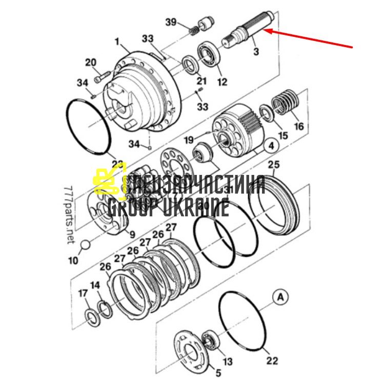 LJM0073 Вал гидромотора хода JCB JS200, JS210, JS220, JS240
