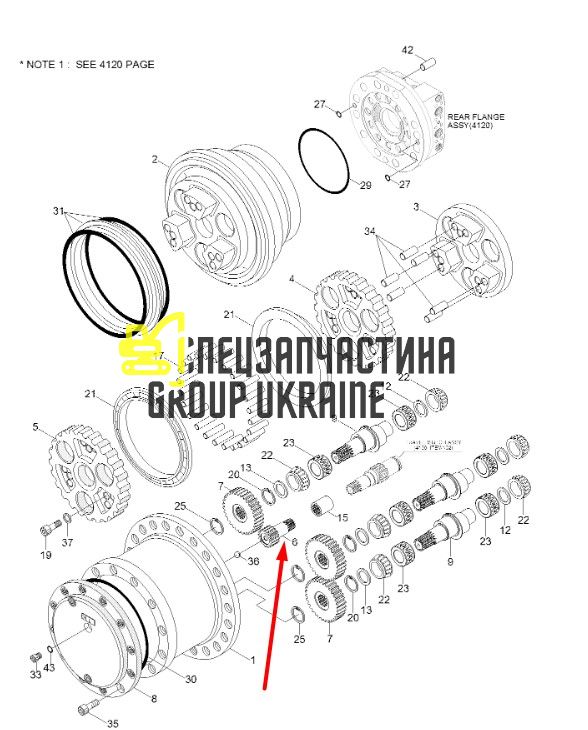 XKAH-00491 Солнечная шестерня редуктора хода Hyundai R210LC/R250LC