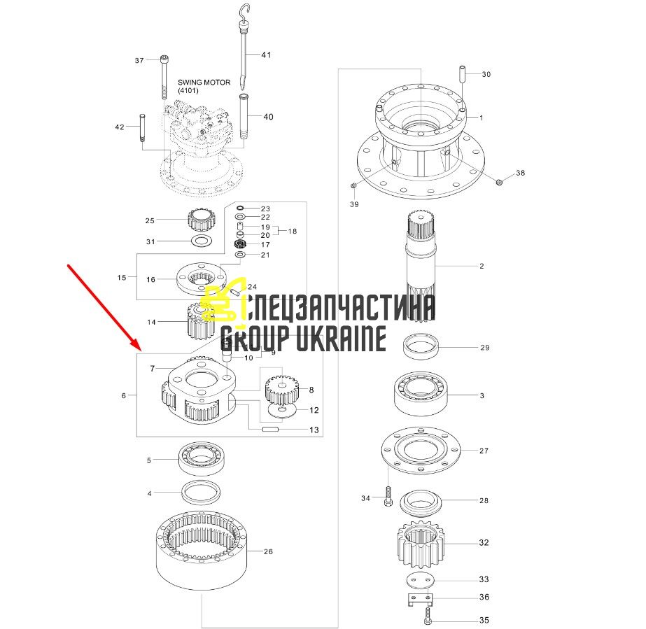 XKAQ-00429 Вторая планетарная передача редуктора хода Hyundai R290, R300, R305, R320, R340